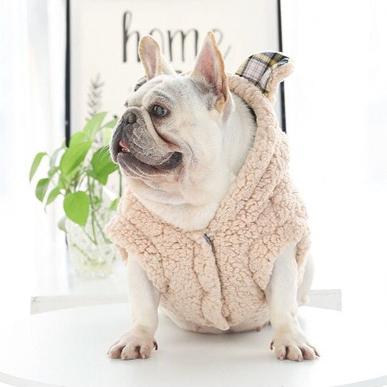 Dog Warm Plaid Hooded Coat for Medium Dogs by Frenchiely 