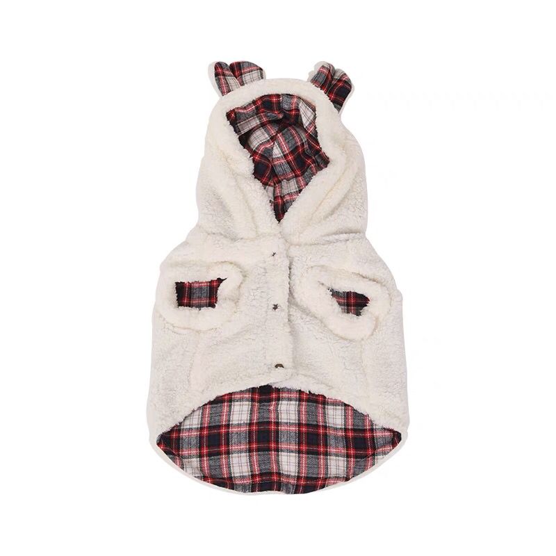 Dog Warm Plaid Hooded Coat for Medium Dogs by Frenchiely 