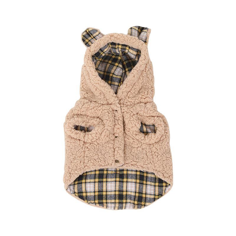 Dog Warm Plaid Hooded Coat for Medium Dogs by Frenchiely 