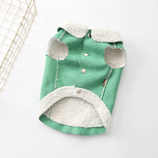 dog green suede jacket coat for small medium dogs by Frenchiely
