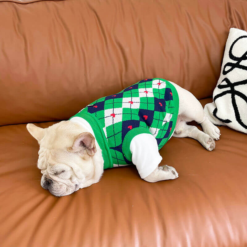 dog v-neck pullover sweater for small medium dogs by Frenchiely 