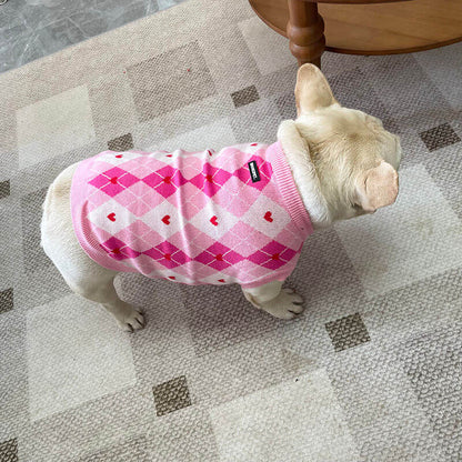 dog sweater with square patterns