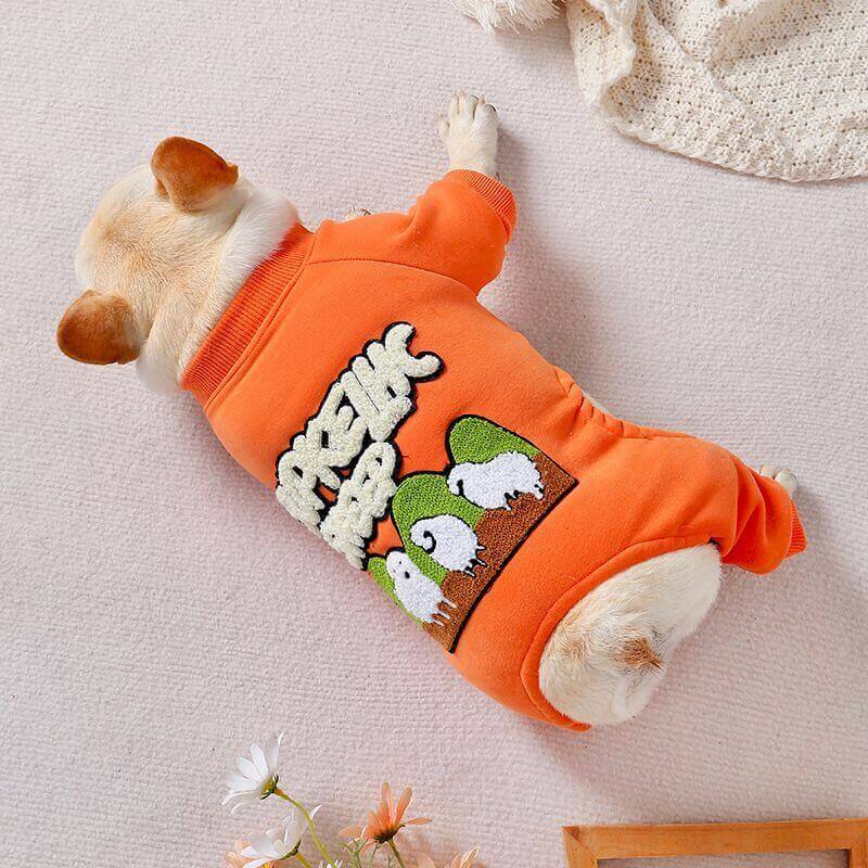 Dog Warm Pajamas in Orange for small medium dogs by Frenchiely 