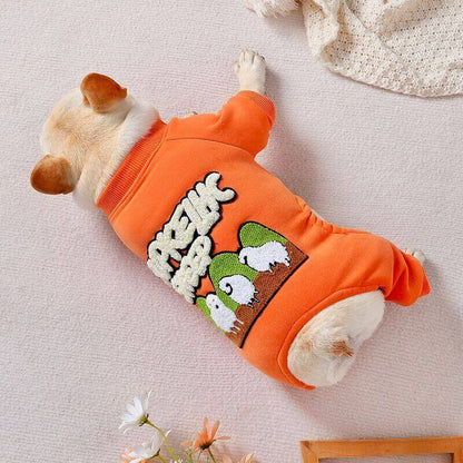 Dog Warm Pajamas in Orange for small medium dogs by Frenchiely 