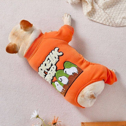 Dog Warm Pajamas in Orange for small medium dogs by Frenchiely 