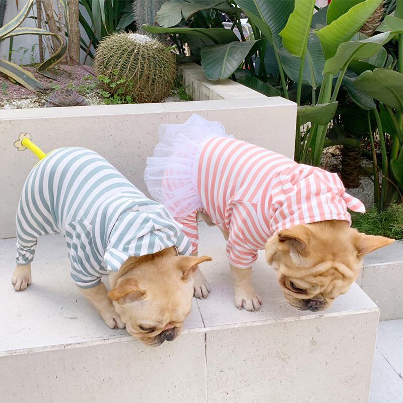 Stripe Jumpsuit for French Bulldog - Frenchiely