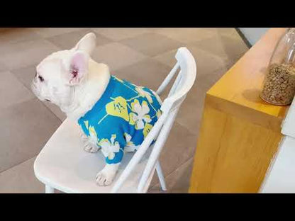 Dog Blue Flower Pullover Sweater by Frenchiely