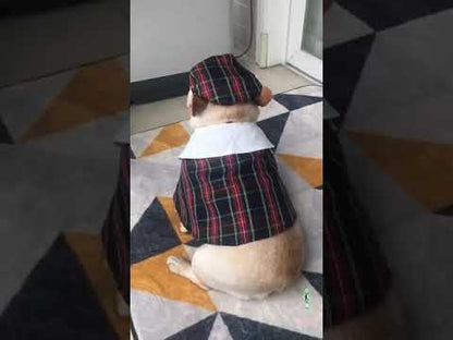 Dog Plaid Winter Cloak with Beret by Frenchiely