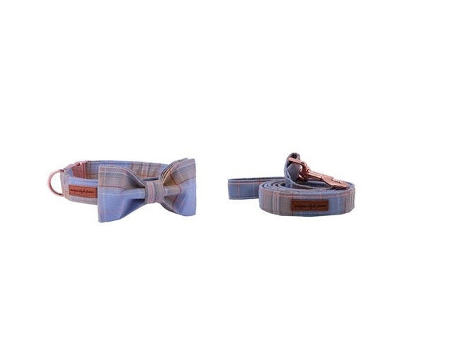 Plaid Dog Collar Wedding Bow Tie for Male Dogs - Frenchiely