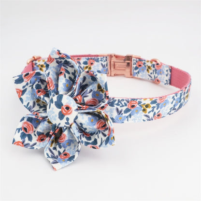 Blue Floral Dog Collar Chain - Frenchiely