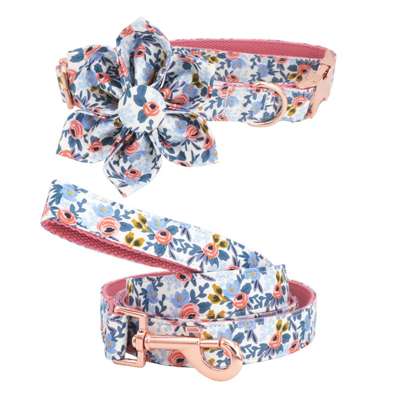 Blue Floral Dog Collar Chain - Frenchiely