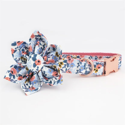 Blue Floral Dog Collar Chain - Frenchiely