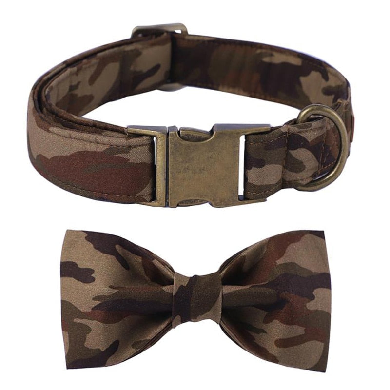 Camouflage Dog Collar Adjustable Bow Tie - Frenchiely