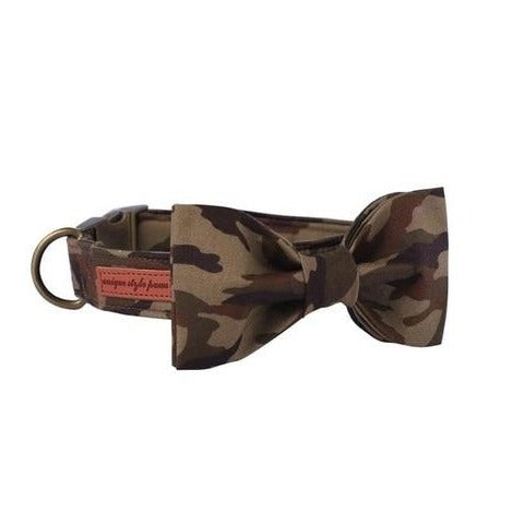 Camouflage Dog Collar Adjustable Bow Tie - Frenchiely