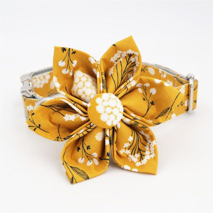 Yellow Flower Dog Collar Bow Tie for Large Dogs-Frenchiely 