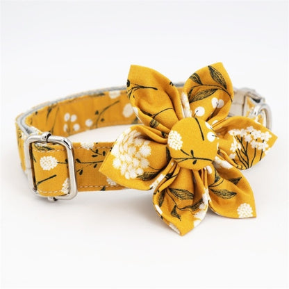 Yellow Flower Dog Collar Bow Tie for Large Dogs-Frenchiely 