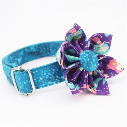 Flower Dog Mermaid Collar Bow Tie for Medium Dogs