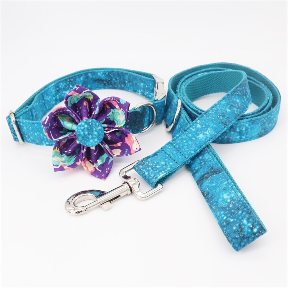Flower Dog Mermaid Collar Bow Tie for Medium Dogs
