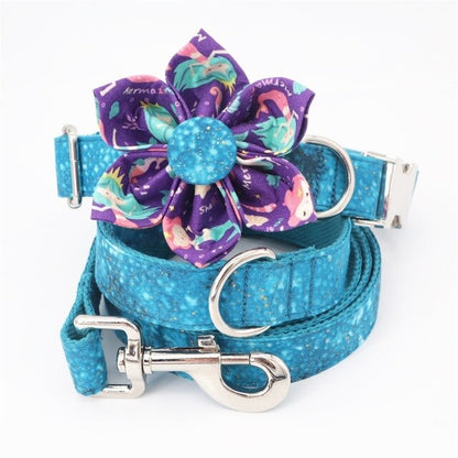 Flower Dog Mermaid Collar Bow Tie for Medium Dogs