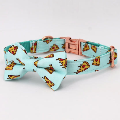 pizza dog collar with bow tie for medium dogs - Frenchiely