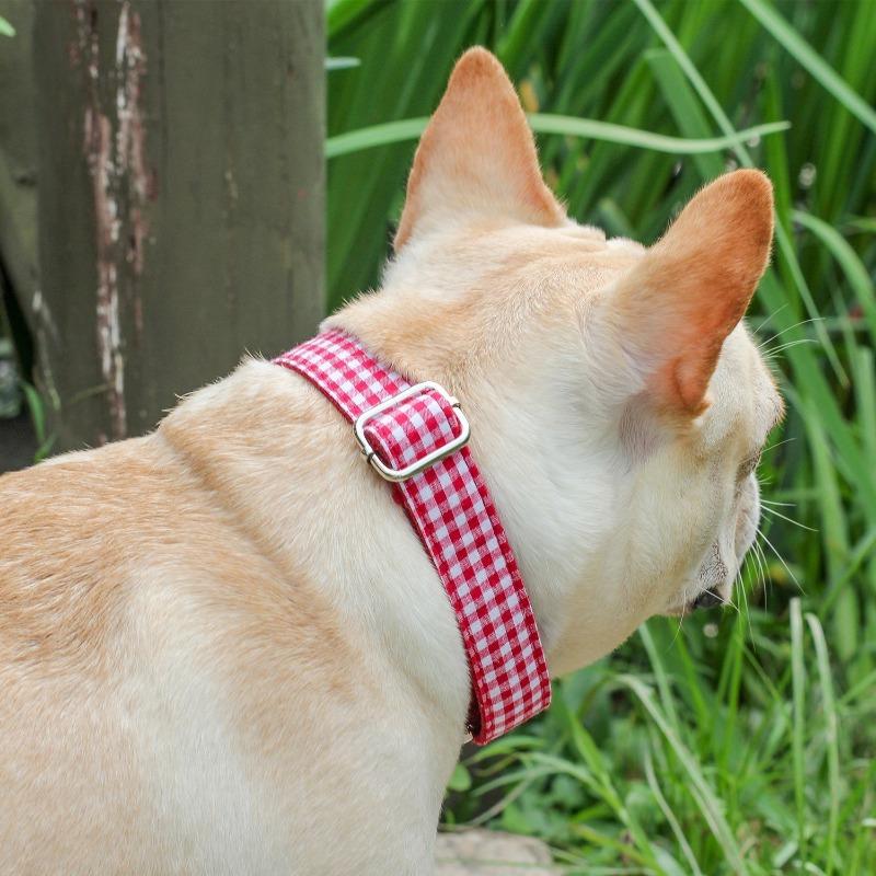 Red Plaid Dog Collar for Medium Dogs - Frenchiely