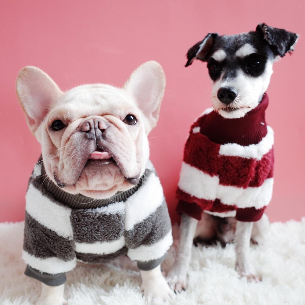 Striped Turtleneck Sweater for Bulldogs - Frenchiely