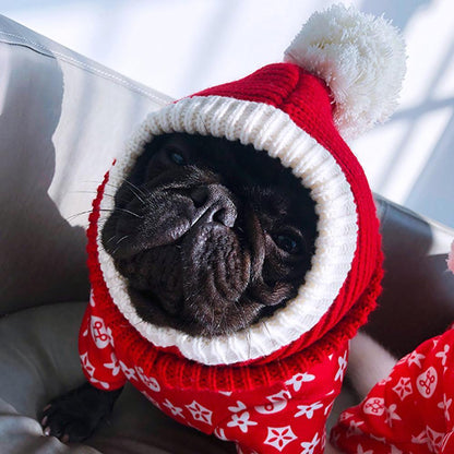 Dog Ear Warmer Christmas Knitted Hats for French Bulldog - Frenchiely
