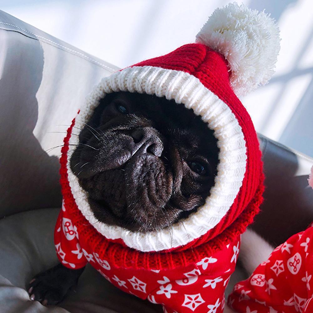 Dog Ear Warmer Christmas Knitted Hats for French Bulldog - Frenchiely